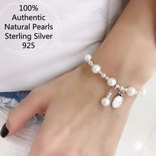 Carica l&#39;immagine nel visualizzatore di Gallery, Sterling Silver Pearl Elastic Rope Bracelet 925 sterling silver Original Jewelry  Handmadebynepal 16-17-18cm usa 