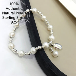 Sterling Silver Pearl Elastic Rope Bracelet 925 sterling silver Original Jewelry  Handmadebynepal   
