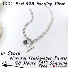 Cargar imagen en el visor de la galería, Sterling Silver Pearl Love Heart Bracelet for her 925 sterling silver  Original Jewelry  Handmadebynepal   