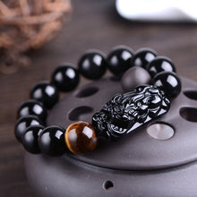 Laden Sie das Bild in den Galerie-Viewer, handmadebynepal 12mm Beads Natural Obsidian Pixiu Bracelet for Men Tiger Eye Stone Bead Bracelet Couple  Charm Bracelet Jewelry  Handmadebynepal   