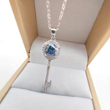 Load image into Gallery viewer, S925 Silver Lock and Key Necklace Yellow Green Blue Pink Moissanite Pass Diamond Test Jewelry Wedding Party Gift  Handmadebynepal   