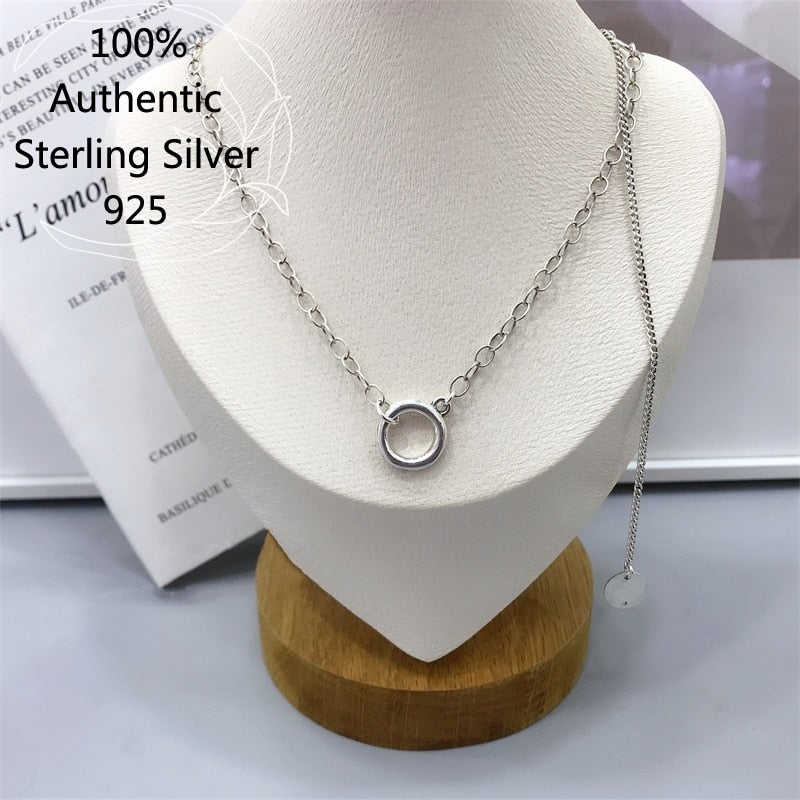 Sterling Silver Circle Collares Collar De Plata De Ley 925 Para Mujer Vintage Necklace Chain For Women Hombre Original  Handmadebynepal 40-45cm China 