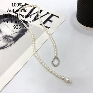 Sterling Silver Plata 925 Ball Pearl Initial Necklace Chain Collares Collar Para Mujer For Women 목걸이 Collier Femme Original 2022  Handmadebynepal   