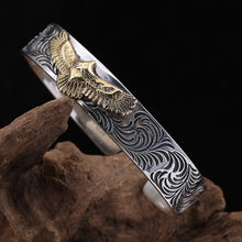 Afbeelding in Gallery-weergave laden, S925 Sterling Silver Bracelets for Men Women New Fashion Eternal Vine Totem Flying Eagle Bangle Pure Argentum Hand Jewelry  Handmadebynepal   