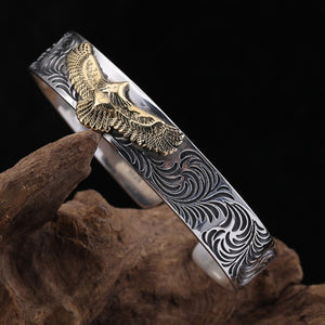 S925 Sterling Silver Bracelets for Men Women New Fashion Eternal Vine Totem Flying Eagle Bangle Pure Argentum Hand Jewelry  Handmadebynepal   