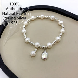 Sterling Silver Pearl Elastic Rope Bracelet 925 sterling silver Original Jewelry  Handmadebynepal   