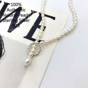 Sterling Silver Plata 925 Ball Pearl Initial Necklace Chain Collares Collar Para Mujer For Women 목걸이 Collier Femme Original 2022  Handmadebynepal   