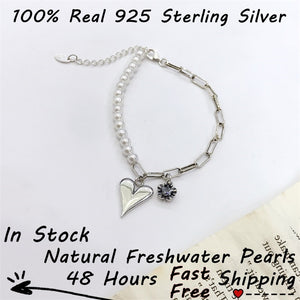 Sterling Silver Pearl Love Heart Bracelet for her 925 sterling silver  Original Jewelry  Handmadebynepal   