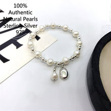 Carica l&#39;immagine nel visualizzatore di Gallery, Sterling Silver Pearl Elastic Rope Bracelet 925 sterling silver Original Jewelry  Handmadebynepal   