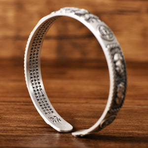 Solid S999 Sterling Silver Brave Troops Bangle for Women and Men Bring In Wealth and Treasure Bracelet Buddhist Jewelry  Handmadebynepal   