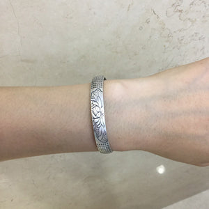 Sterling Silver 999 Cuff Bracelet Bangle Women Men Lotus Mantra Heart Sutra Buddhist Jewelry  Handmadebynepal   