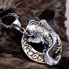 Cargar imagen en el visor de la galería, Thai Silver Moon And Cute Fish Pendant For Blessing Brimful Happiness Pure 925 Silver Jewelry Best Gift Talisman Amulet  Handmadebynepal Pendant Only  