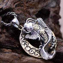 Laden Sie das Bild in den Galerie-Viewer, Thai Silver Moon And Cute Fish Pendant For Blessing Brimful Happiness Pure 925 Silver Jewelry Best Gift Talisman Amulet  Handmadebynepal Pendant Only  
