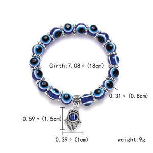 Handmadebynepal Turkish Lucky Evil Eye Bracelets Blue Evil Eye Bead Bracelet Men Women Handmade Lucky Jewelry Charm Bracelet Female  genevierejoy blue evil eyes  