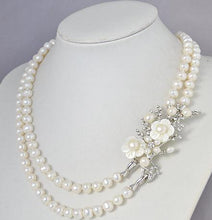 画像をギャラリービューアに読み込む, Unique Pearls jewellery Store Wedding Pearl Necklace 8-9mm White Color 2 rows Genuine Freshwater Pearl Necklace Fine Jewelry  Handmadebynepal   
