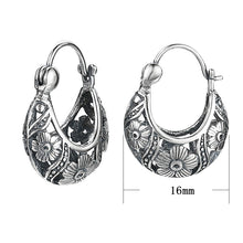 Carica l&#39;immagine nel visualizzatore di Gallery, Vintage Flower Hoop Earrings 925 Sterling Silver Earrings Brincos Women Mother Day Gift Fine Jewelry  Handmadebynepal   
