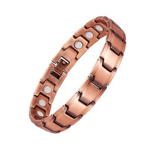 Afbeelding in Gallery-weergave laden, Handmadebynepal Vintage Pure Copper Magnetic Pain Relief Bracelet for Men Therapy Double Row Magnets Link Chain Men Jewelry  geneviere C4 200003763  