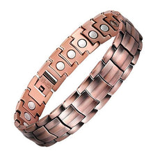 Afbeelding in Gallery-weergave laden, Handmadebynepal Vintage Pure Copper Magnetic Pain Relief Bracelet for Men Therapy Double Row Magnets Link Chain Men Jewelry  geneviere C5 200003764  