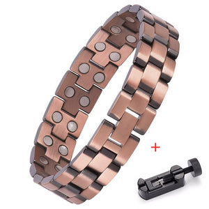 Handmadebynepal Vintage Pure Copper Magnetic Pain Relief Bracelet for Men Therapy Double Row Magnets Link Chain Men Jewelry  geneviere c8 with tool 96235566  