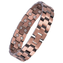 Afbeelding in Gallery-weergave laden, Handmadebynepal Vintage Pure Copper Magnetic Pain Relief Bracelet for Men Therapy Double Row Magnets Link Chain Men Jewelry  geneviere C8 200004861  