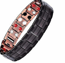Load image into Gallery viewer, Handmadebynepal Vintage Pure Copper Magnetic Pain Relief Bracelet for Men Therapy Double Row Magnets Link Chain Men Jewelry  geneviere C2 200003761  