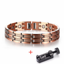 Indlæs billede til gallerivisning Handmadebynepal Vintage Pure Copper Magnetic Pain Relief Bracelet for Men Therapy Double Row Magnets Link Chain Men Jewelry  geneviere c9 with tool 201673808  
