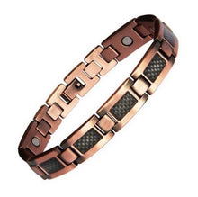Load image into Gallery viewer, Handmadebynepal Vintage Pure Copper Magnetic Pain Relief Bracelet for Men Therapy Double Row Magnets Link Chain Men Jewelry  geneviere C15 175  