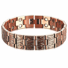 Afbeelding in Gallery-weergave laden, Handmadebynepal Vintage Pure Copper Magnetic Pain Relief Bracelet for Men Therapy Double Row Magnets Link Chain Men Jewelry  geneviere C1 361180  