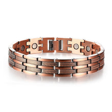 Load image into Gallery viewer, Handmadebynepal Vintage Pure Copper Magnetic Pain Relief Bracelet for Men Therapy Double Row Magnets Link Chain Men Jewelry  geneviere C9 200004862  