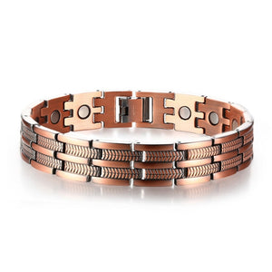 Handmadebynepal Vintage Pure Copper Magnetic Pain Relief Bracelet for Men Therapy Double Row Magnets Link Chain Men Jewelry  geneviere C9 200004862  