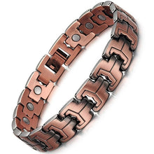Afbeelding in Gallery-weergave laden, Handmadebynepal Vintage Pure Copper Magnetic Pain Relief Bracelet for Men Therapy Double Row Magnets Link Chain Men Jewelry  geneviere C7 200003766  