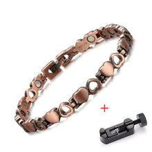 Load image into Gallery viewer, Handmadebynepal Vintage Pure Copper Magnetic Pain Relief Bracelet for Men Therapy Double Row Magnets Link Chain Men Jewelry  geneviere C13 with tool 200003760  