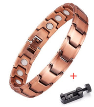 Load image into Gallery viewer, Handmadebynepal Vintage Pure Copper Magnetic Pain Relief Bracelet for Men Therapy Double Row Magnets Link Chain Men Jewelry  geneviere C4 with tool 200003757  