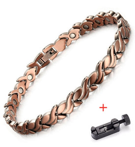 Handmadebynepal Vintage Pure Copper Magnetic Pain Relief Bracelet for Men Therapy Double Row Magnets Link Chain Men Jewelry  geneviere C12 with tool 200003758  