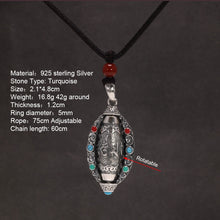 Load image into Gallery viewer, handmadebynepal Vintage S999 Sterling Silver Rotatable Amulet Mantra Pendant Six Characters Scripture Auspicious Cloud Engraved Buddhist Jewelry  Handmadebynepal   