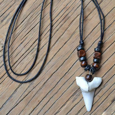 Hawaii Surfer Jewelry Handmade Imitation Shark Teeth Pendant New Zealand Maori Tribal Bone Choker WoMen's Men's Necklace  genevierejoy   